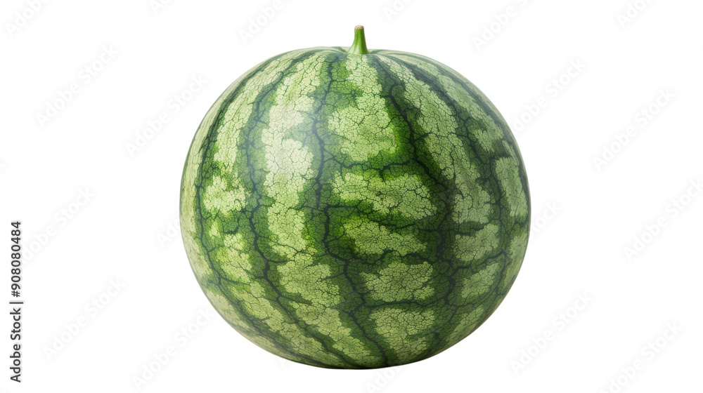 A whole, ripe watermelon with a dark green rind and a classic watermelon pattern. A whole, ripe watermelon with a dark green rind and a classic watermelon pattern.