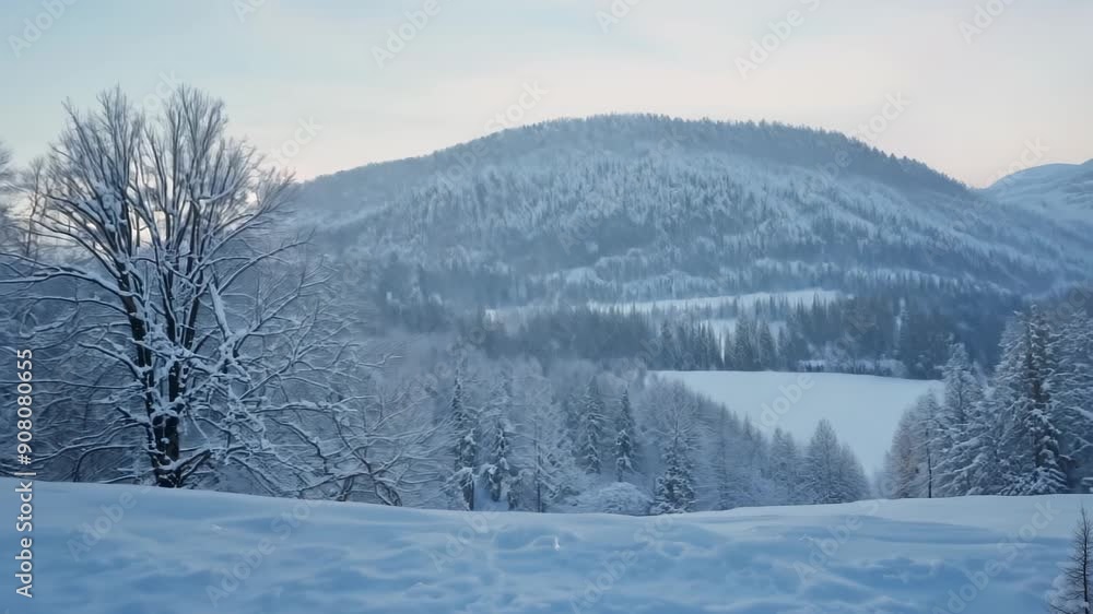 Enchanting Winter Wonderland in the Mountains at Dawn. Generative AI Enchanting Winter Wonderland in the Mountains at Dawn. Generative AI