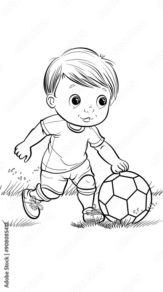 Coloring page of a boy who is playing soccer Coloring page of a boy who is playing soccer