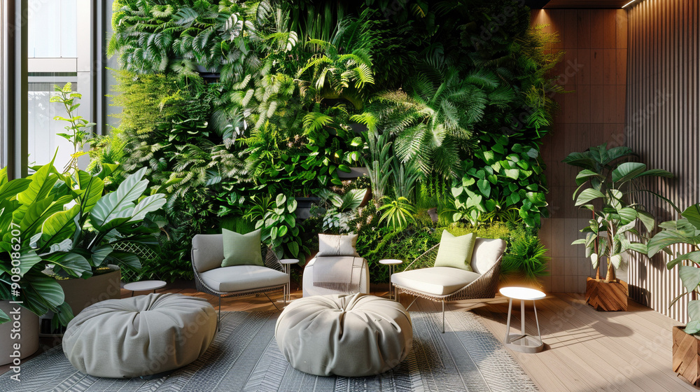 Urban Oasis: Stylish Terrace Retreat with Vertical Garden Urban Oasis: Stylish Terrace Retreat with Vertical Garden