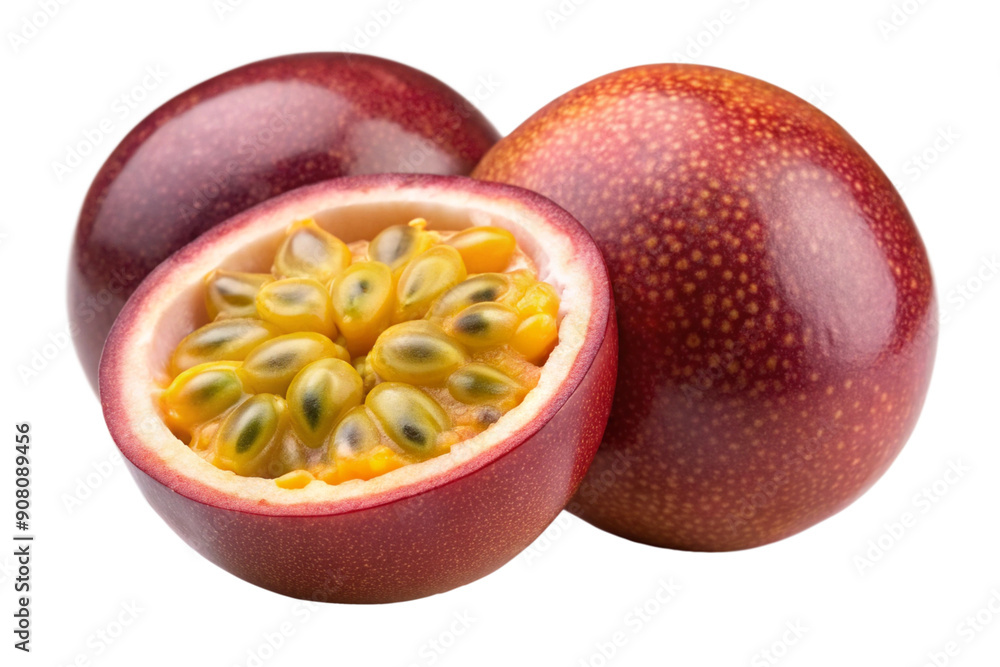 Passionfruit isolated on white background, full depth of field Passionfruit isolated on white background, full depth of field