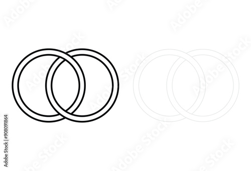 Interlocking circles in primary colors. Unity concept with colorful rings. Overlapping geometric shapes. Geometric intersecting circles, rings abstract icon. Vector illustration. Eps file 18. photo