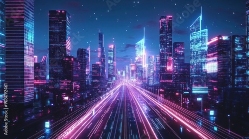 Neon Cityscape at Night