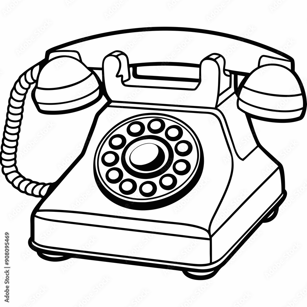 Classic landline telephone art vector illustration Classic landline telephone art vector illustration