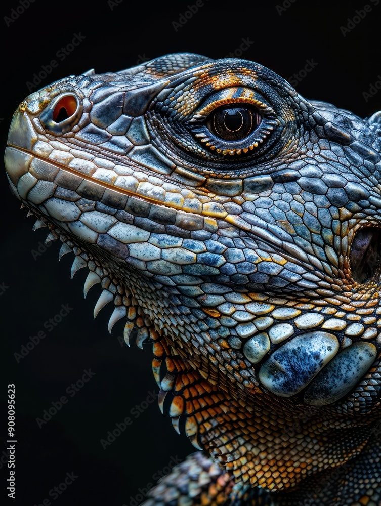 Fototapeta premium Close-up of a Colorful Iguana with Detailed Scales