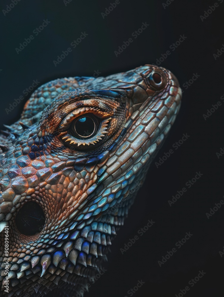Close-up of a Colorful Iguana with Detailed Scales Close-up of a Colorful Iguana with Detailed Scales