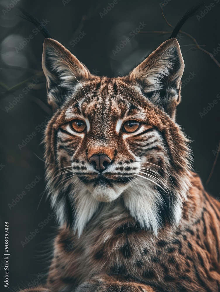 Intense Portrait of a European Lynx with Piercing Eyes Intense Portrait of a European Lynx with Piercing Eyes