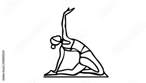 Vector illustration, Line art of yoga poses, simple line style, elegant and sophisticated silhouettes, black outlines on a white background