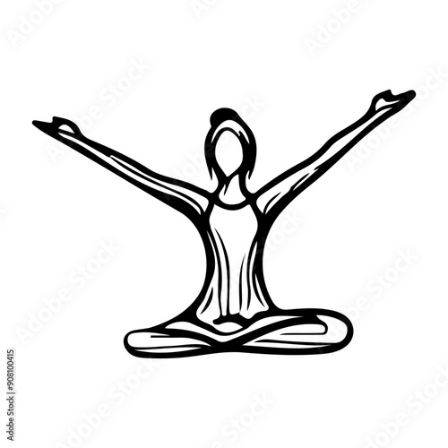 Vector illustration, Line art of yoga poses, simple line style, elegant and sophisticated silhouettes, black outlines on a white background