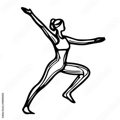 Vector illustration, Line art of yoga poses, simple line style, elegant and sophisticated silhouettes, black outlines on a white background