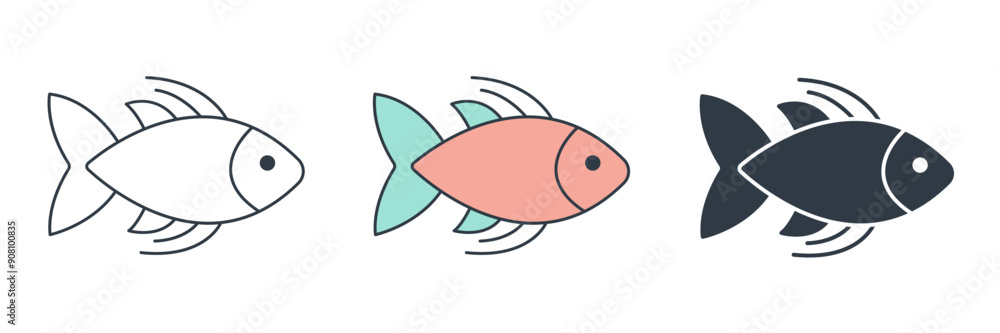 Fish icon symbol vector illustration isolated on white background Fish icon symbol vector illustration isolated on white background