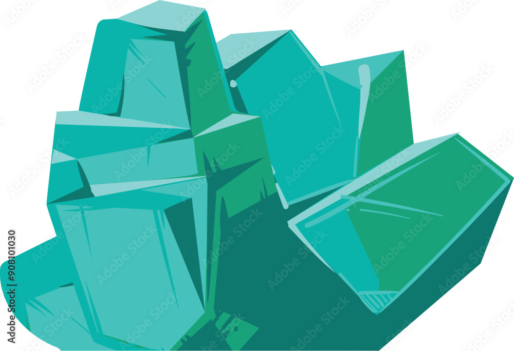Fotografie Green rock icon. Cartoon game ground element