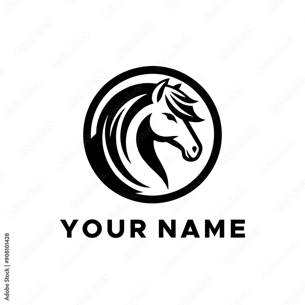 black horse head logo vector in circle black horse head logo vector in circle