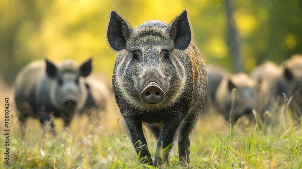 Wild boar in natural habitat. Rugged and untamed wilderness. Wild boar in natural habitat. Rugged and untamed wilderness.