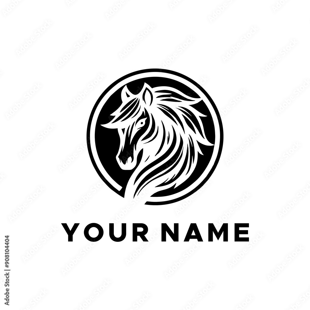 black horse head logo vector in circle black horse head logo vector in circle