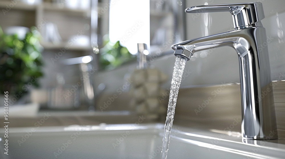 Sleek Stainless Steel Faucet with Cascading Water Sleek Stainless Steel Faucet with Cascading Water