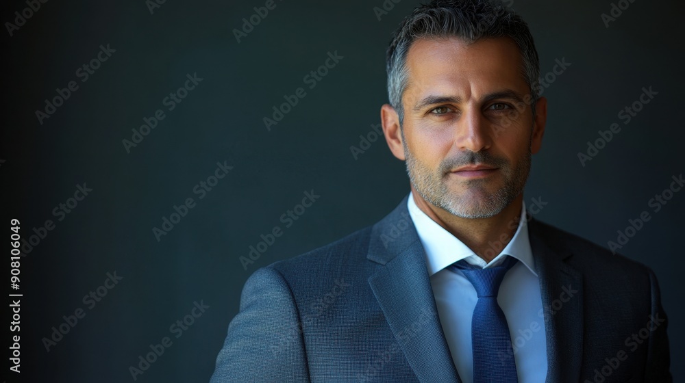 Confident businessman in a suit, captured in a professional studio setting. Confident businessman in a suit, captured in a professional studio setting.