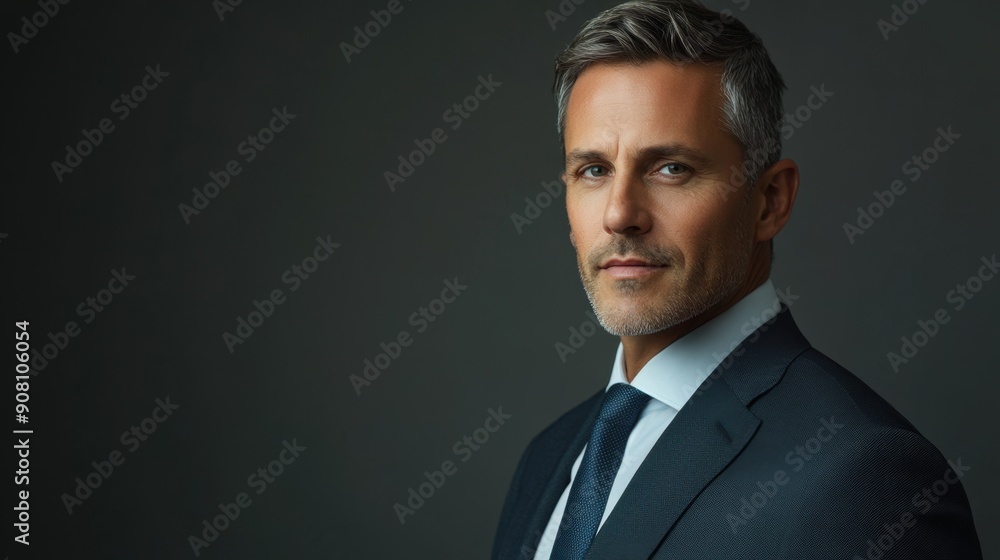 Confident businessman in a suit, captured in a professional studio setting. Confident businessman in a suit, captured in a professional studio setting.