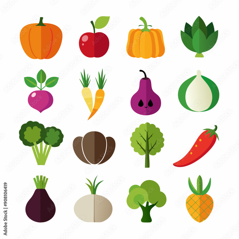 A set of 16 black outline icons of al fruta vector A set of 16 black outline icons of al fruta vector