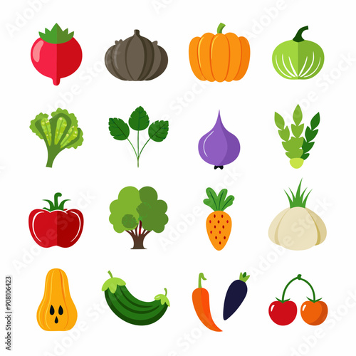 A set of 16 black outline icons of al fruta vector