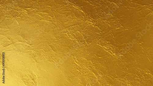 Gold wall texture background. Yellow shiny gold foil paint on wall sheet with gloss light reflection, vibrant golden paper luxury wallpaper. Shiny Gold Wall Texture