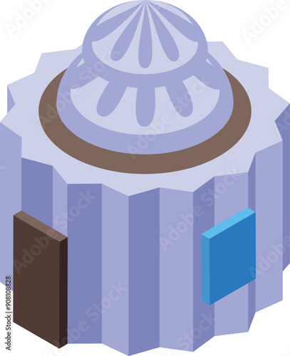 Isometric icon of a government building with a big dome