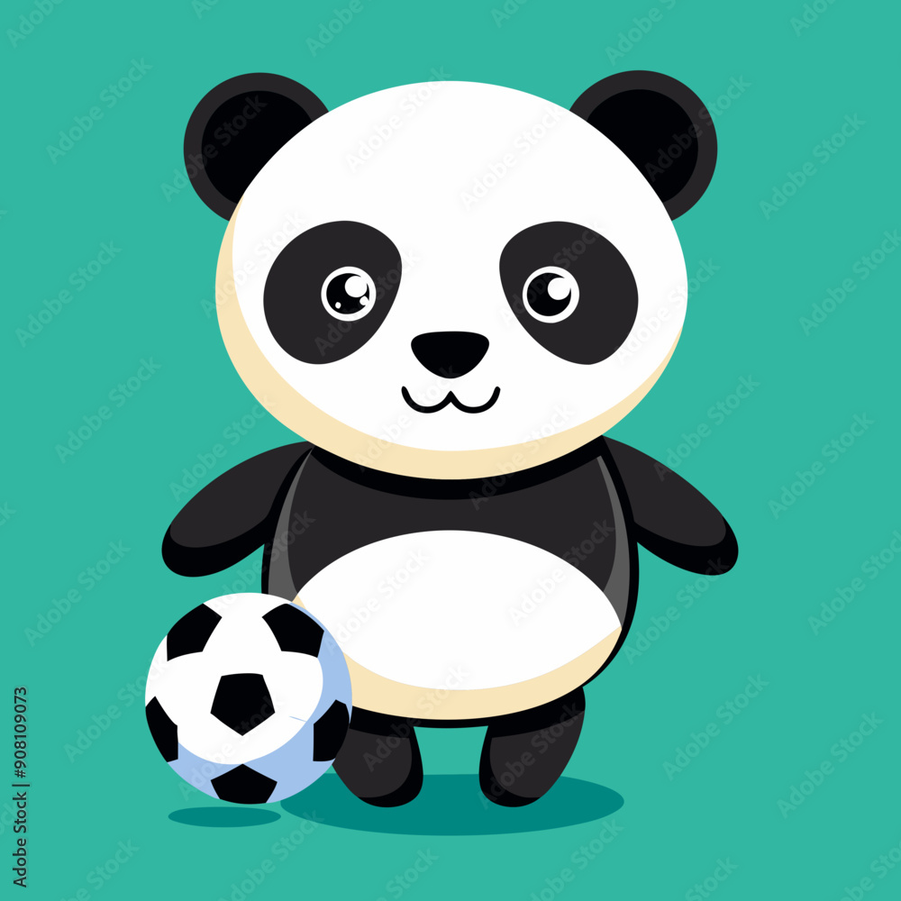 Naklejka premium panda bear sport football soccer animal