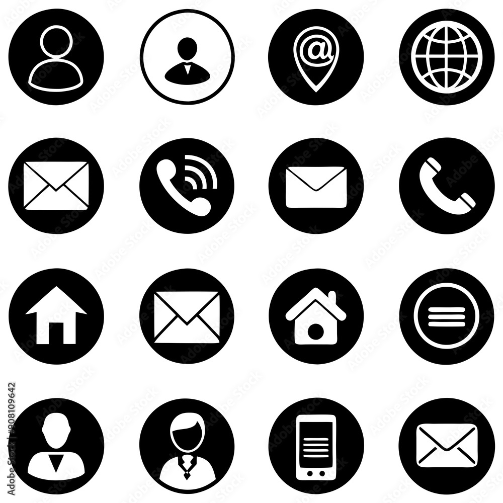 Set of 16 icons for circle Containing apps art vector illustration Set of 16 icons for circle Containing apps art vector illustration