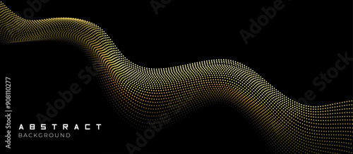 Abstract dot wave line with moving particles on background . Digital cyberspace, Big data analytics, 3d rendering, machine learning, and predictive analytics.