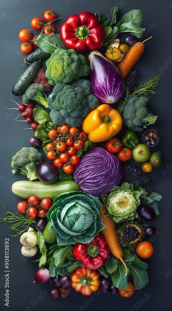 Composition with a variety of fresh vegetables on a dark background, top view. Concept vegetables for sale, background, advertising. Composition with a variety of fresh vegetables on a dark background, top view. Concept vegetables for sale, background, advertising.