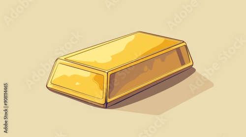 Gold bar flat design front view investment theme cartoon drawing Complementary Color Scheme photo