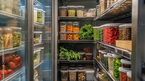 Wallpaper Mural Walkin cooler stocked with fresh ingredients, emphasizing commercial kitchen supplies Torontodigital.ca