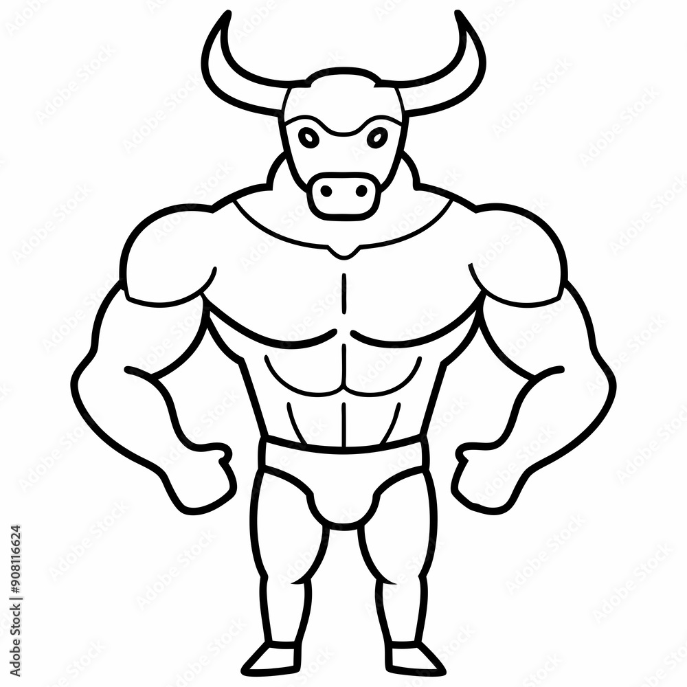 Body and a bull's head art vector illustration Body and a bull's head art vector illustration