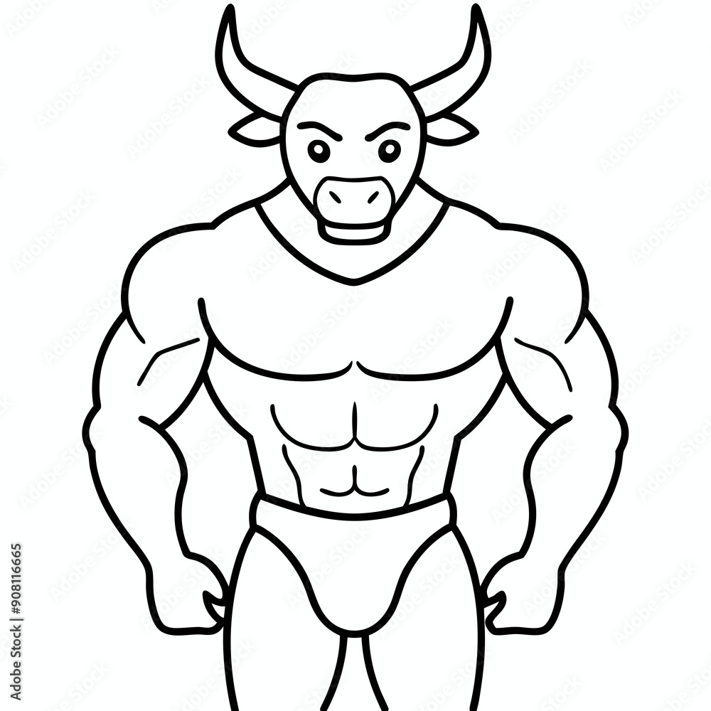 Fototapeta premium Body and a bull's head art vector illustration