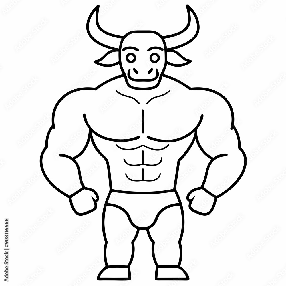 Body and a bull's head art vector illustration Body and a bull's head art vector illustration
