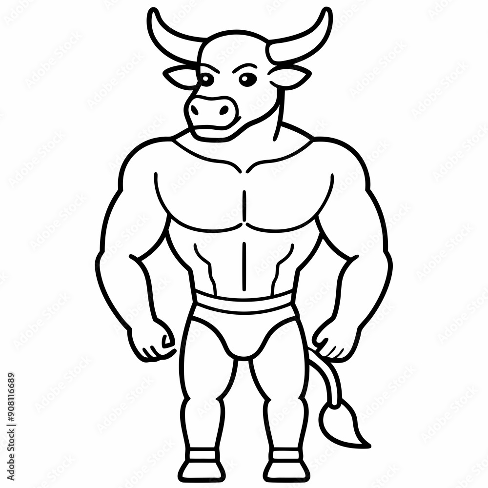 Body and a bull's head art vector illustration Body and a bull's head art vector illustration