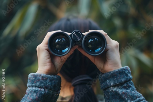 A man holding binoculars