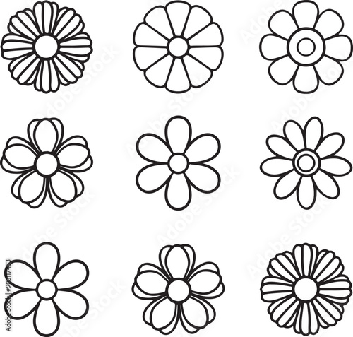 Flowers coloring page for kids colouring book page illustration