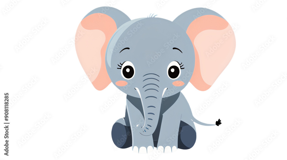 Fototapeta premium clipart of cute little elephant cartoon isolated