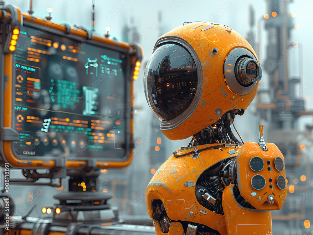 Many identical AI robots sitting at desk in the office and working with computers, Automation In Hiring conception photograph without people modern photography illustration Many identical AI robots sitting at desk in the office and working with computers, Automation In Hiring conception photograph without people modern photography illustration