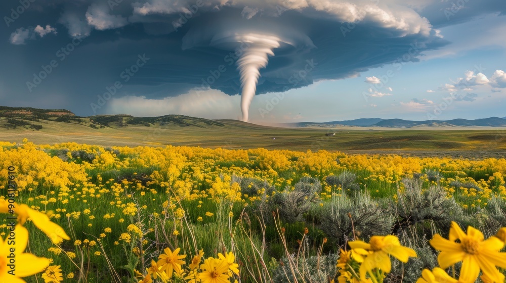 Tornado in a field - whirlwind of air and debris Tornado in a field - whirlwind of air and debris