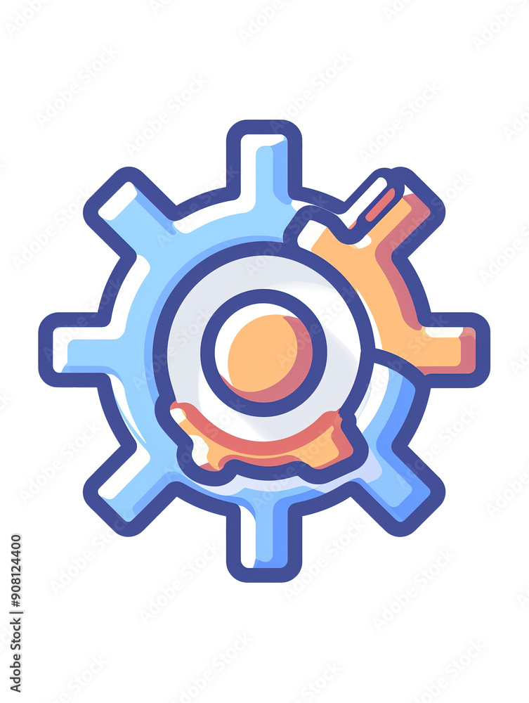 Abstract gear with an orange and white shape inside.., generative ai image Abstract gear with an orange and white shape inside.., generative ai image