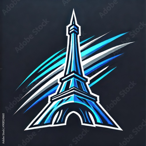 Vibrant Eiffel Tower Travel Logo photo