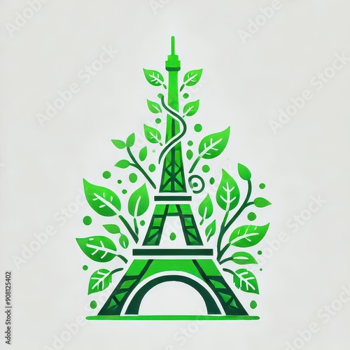 Vibrant Eiffel Tower Travel Logo photo