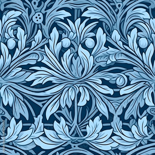 Wallpaper Mural Discover a seamless pattern featuring vintage leaves in the iconic style of Morris. Perfect for textiles, wallpapers, and elegant decor, this design embodies timeless beauty. Torontodigital.ca