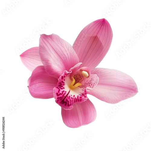 Pink orchid blossom on transparent background, png