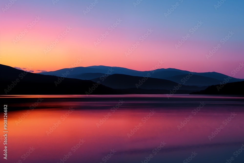 Fototapeta premium Beautiful sunset over the lake
