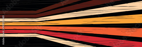 70s retro abstract vector background. Colorful 1970s vintage grunge style wallpaper with lines, stripes, curved shapes. vector.