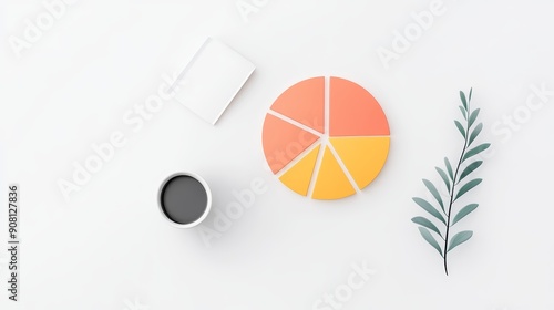 Users budget overview, vibrant pie charts, flat design illustration, copy space for text, high-resolution photo, realistic photo photo