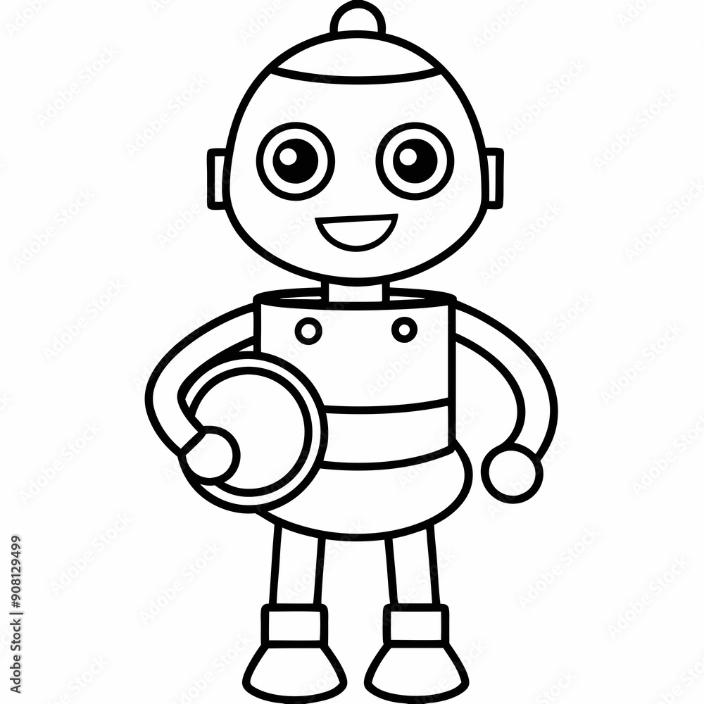 Cute cartoon robot with a drum Cute cartoon robot with a drum